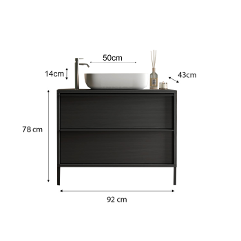 Mueble de baño de 2 cajones con lavabo STEEL