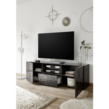 MIRO Mueble TV 2 Puertas / 1 Cajón 181x57x43 cm color negro