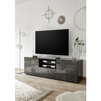 MIRO Mueble TV 2 Puertas / 1 Cajón 181x57x43 cm color negro