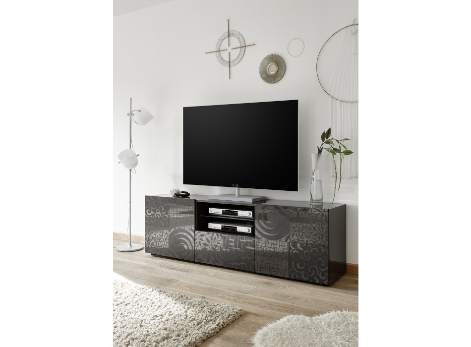 MIRO Mueble TV 2 Puertas / 1 Cajón 181x57x43 cm color negro