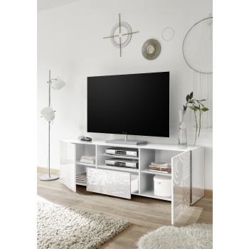 MIRO Mueble TV bajo 2 puertas y 1 cajón 181x57x43 cm blanco