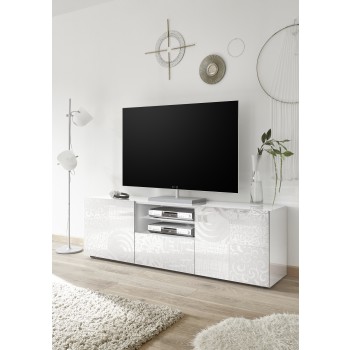 MIRO Mueble TV bajo 2 puertas y 1 cajón 181x57x43 cm blanco