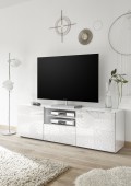 MIRO Mueble bajo TV con 2 puertas y 1 cajón en blanco