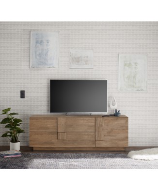 Mueble bajo TV 2 cajones 1 puerta JUPITER 182x44x63 cm color nogal