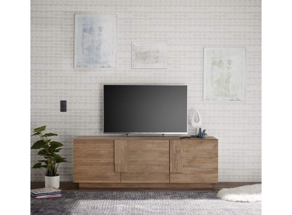 Mueble bajo TV JUPITER 3 puertas 182x44x63 cm en color nogal