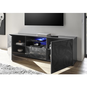 Mueble TV 2 puertas y 1 cajón PRISMA color negro