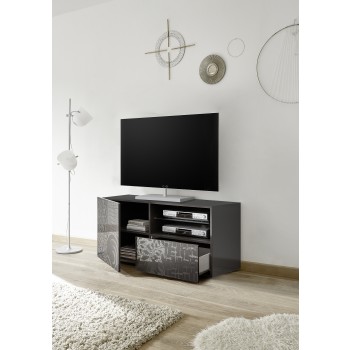 MIRO Mueble TV Pequeño 1 Puerta 1 Cajón 121x42x57 cm color negro