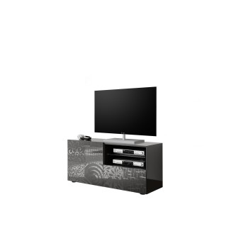 MIRO Mueble TV Pequeño 1 Puerta 1 Cajón 121x42x57 cm color negro