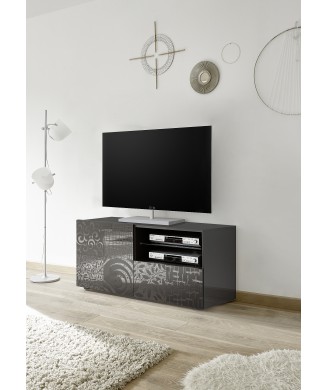 MIRO Mueble TV Pequeño 1 Puerta 1 Cajón 121x42x57 cm color negro