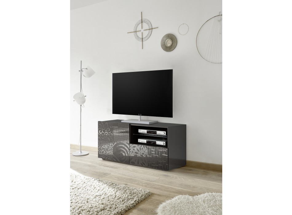 MIRO Mueble TV Pequeño 1 Puerta 1 Cajón 121x42x57 cm color negro