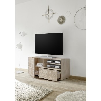 MIRO Mueble TV Pequeño 1 Puerta 1 Cajón 121x42x57 cm color roble