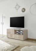 Mueble bajo TV pequeño 1 puerta 1 cajón MIRO color roble