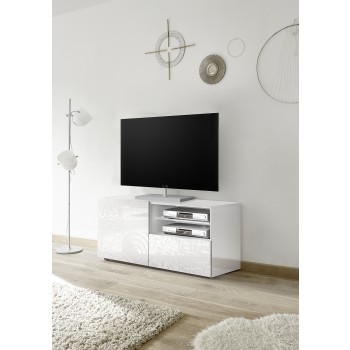 MIRO Mueble TV Pequeño 1 Puerta y 1 Cajón 121x42x57 cm blanco