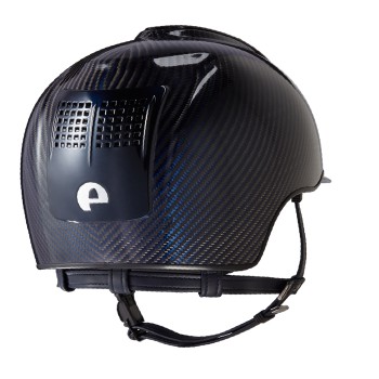 CASCO E-LIGHT DE CARBONO PULIDO AZUL Y NEGRO, VISERA AZUL METALIZADO Y 3 INSERCIONES AZUL METALIZADO