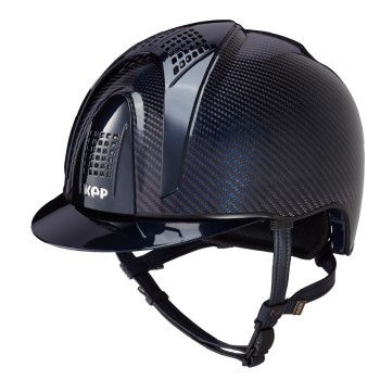 CASCO E-LIGHT DE CARBONO PULIDO AZUL Y NEGRO, VISERA AZUL METALIZADO Y 3 INSERCIONES AZUL METALIZADO