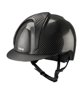 CASCO E-LIGHT CARBONO NEGRO BRILLANTE CON VISERA NEGRO MATE Y 2 INSERCIONES NEGRO MATE