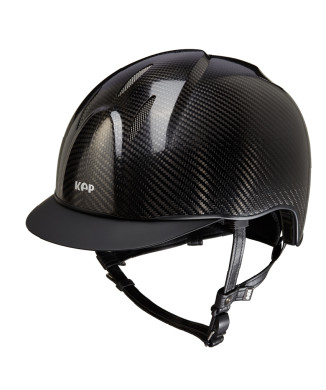 PROMO CASCO E-LIGHT DE CARBONO NEGRO BRILLANTE CON VISERA NEGRO MATE Y REJILLA DE ACERO INOXIDABLE