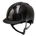 PROMO CASCO E-LIGHT DE CARBONO NEGRO BRILLANTE CON VISERA NEGRO MATE Y REJILLA DE ACERO INOXIDABLE