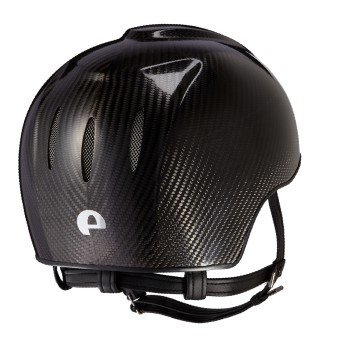 CASCO E-LIGHT CARBONO NEGRO BRILLANTE SIN VISERA / PARRILLA DE ACERO INOXIDABLE / CORREA ESTÁNDAR