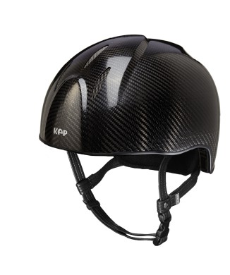 CASCO E-LIGHT CARBONO NEGRO BRILLANTE SIN VISERA / PARRILLA DE ACERO INOXIDABLE / CORREA ESTÁNDAR