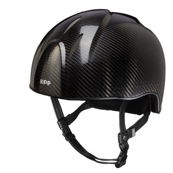 CASCO E-LIGHT CARBONO NEGRO BRILLANTE SIN VISERA / PARRILLA DE ACERO INOXIDABLE / CORREA ESTÁNDAR