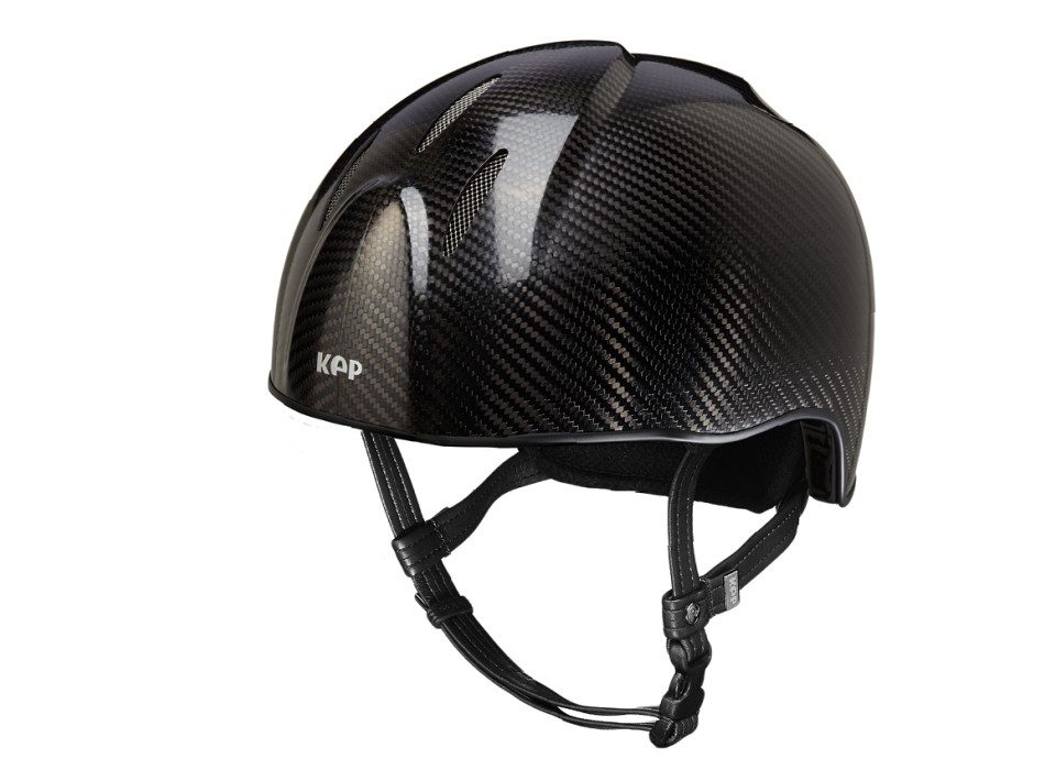 CASCO E-LIGHT CARBONO NEGRO BRILLANTE SIN VISERA / PARRILLA DE ACERO INOXIDABLE / CORREA ESTÁNDAR