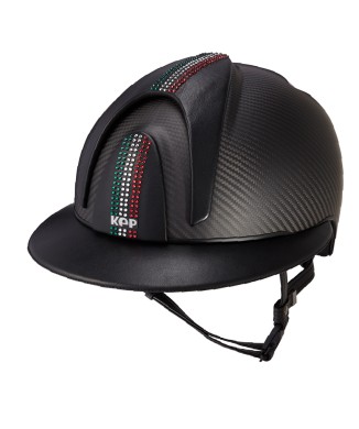 CASCO E-LIGHT CARBONO NEGRO MATE CON BANDERA SWAROVSKI ITALIA