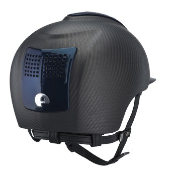 CASCO E-LIGHT CARBONO NEGRO MATE CON VISERA AZUL METALIZADO Y 3 INSERCIONES AZUL METALIZADO