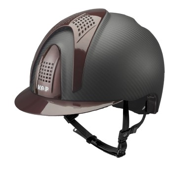 CASCO E-LIGHT CARBONO NEGRO MATE CON VISERA METALIZADA BURDEOS Y 3 INSERCIONES METALIZADAS BURDEOS