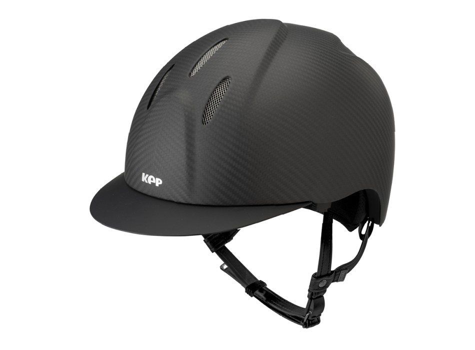 CASCO E-LIGHT CARBONO NEGRO MATE CON VISERA NEGRO MATE Y REJILLA DE ACERO INOXIDABLE