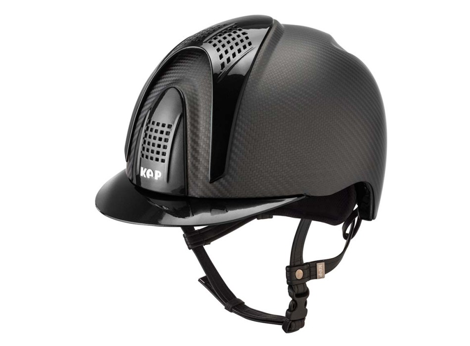 CASCO E-LIGHT CARBON NEGRO MATE CON VISERA NEGRA METALIZADA Y 3 INSERCIONES NEGRAS METALIZADAS