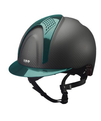 CASCO E-LIGHT CARBON NEGRO MATE CON VISERA VERDE METALIZADO Y 2 INSERCIONES VERDE METALIZADO