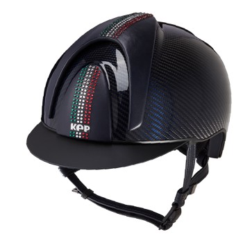 CASCO E-LIGHT SHINE CARBONO AZUL CON BANDERA SWAROVSKI ITALIA