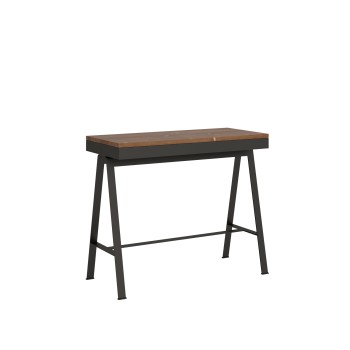 Consola Evolution Bench Estructura Antracita - Consola extensible 90x40/196 cm Small Evolution Bench Estructura Antracita Roble Natural