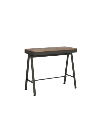 Consola Evolution Bench Estructura Antracita - Consola extensible 90x40/196 cm Small Evolution Bench Estructura Antracita Roble Natural