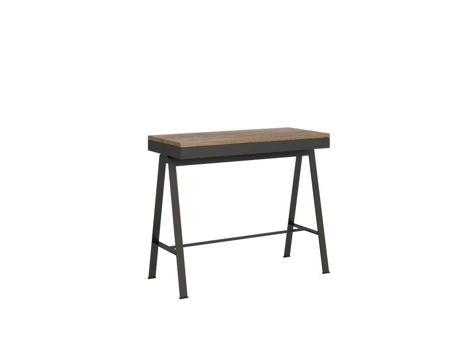 Consola Evolution Bench Estructura Antracita - Consola extensible 90x40/196 cm Small Evolution Bench Estructura Antracita Roble Natural