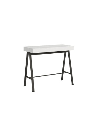 Banco Consola con estructura Antracita - Consola extensible 90x40/196 cm Banco Small Fresno Blanco con estructura Antracita