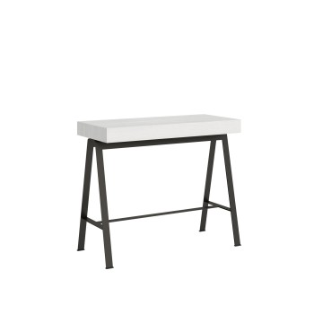 Banco Consola con estructura Antracita - Consola extensible 90x40/196 cm Banco Small Fresno Blanco con estructura Antracita