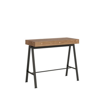 Consola Banco Estructura Antracita - Consola extensible 90x40/300 cm Premium Bench Nature Roble Estructura Antracita