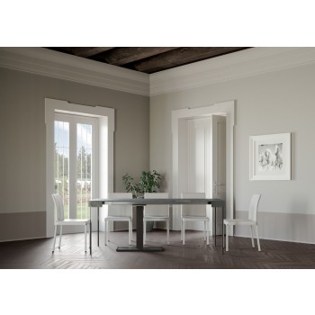 Consola Capital Estructura Antracita - Consola extensible 90x40/196 cm Capital Small Estructura Antracita Fresno Blanco