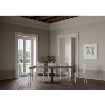 Consola Capital Estructura Antracita - Consola extensible 90x40/196 cm Capital Small Estructura Antracita Fresno Blanco