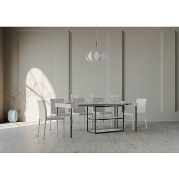 Consola Capital Estructura Antracita - Consola extensible 90x40/196 cm Capital Small Estructura Antracita Fresno Blanco