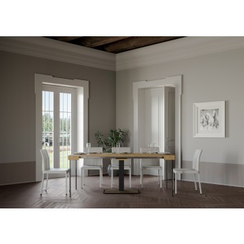 Consola Capital Estructura Antracita - Consola extensible 90x40/196 cm Capital Small Estructura Antracita Fresno Blanco