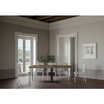 Consola Capital con estructura Antracita - Consola extensible 90x40/196 cm Capital Small Premium Roble Natura con estructura Antracita