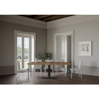 Consola Capital con estructura Antracita - Consola extensible 90x40/196 cm Capital Small Premium Roble Natura con estructura Antracita