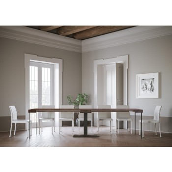 Consola Capital Estructura Antracita - Consola extensible 90x40/300 cm Estructura Capital Blanco Fresno Antracita