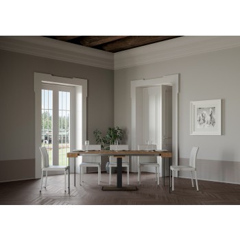 Consola Capital Estructura Antracita - Consola extensible 90x40/300 cm Estructura Capital Blanco Fresno Antracita