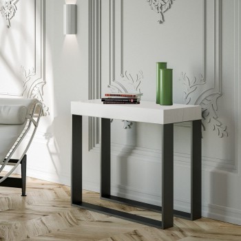 Elettra Consola Estructura Antracita - Consola extensible 90x40/196 cm Elettra Small White Ash Estructura Antracita