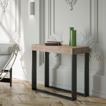 Elettra Consola Estructura Antracita - Consola extensible 90x40/196 cm Elettra Small White Ash Estructura Antracita