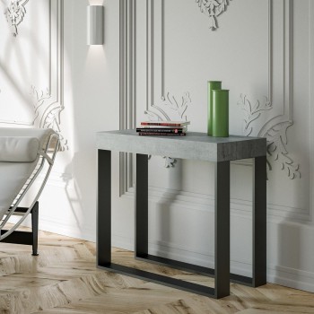 Elettra Consola Estructura Antracita - Consola extensible 90x40/196 cm Elettra Small White Ash Estructura Antracita